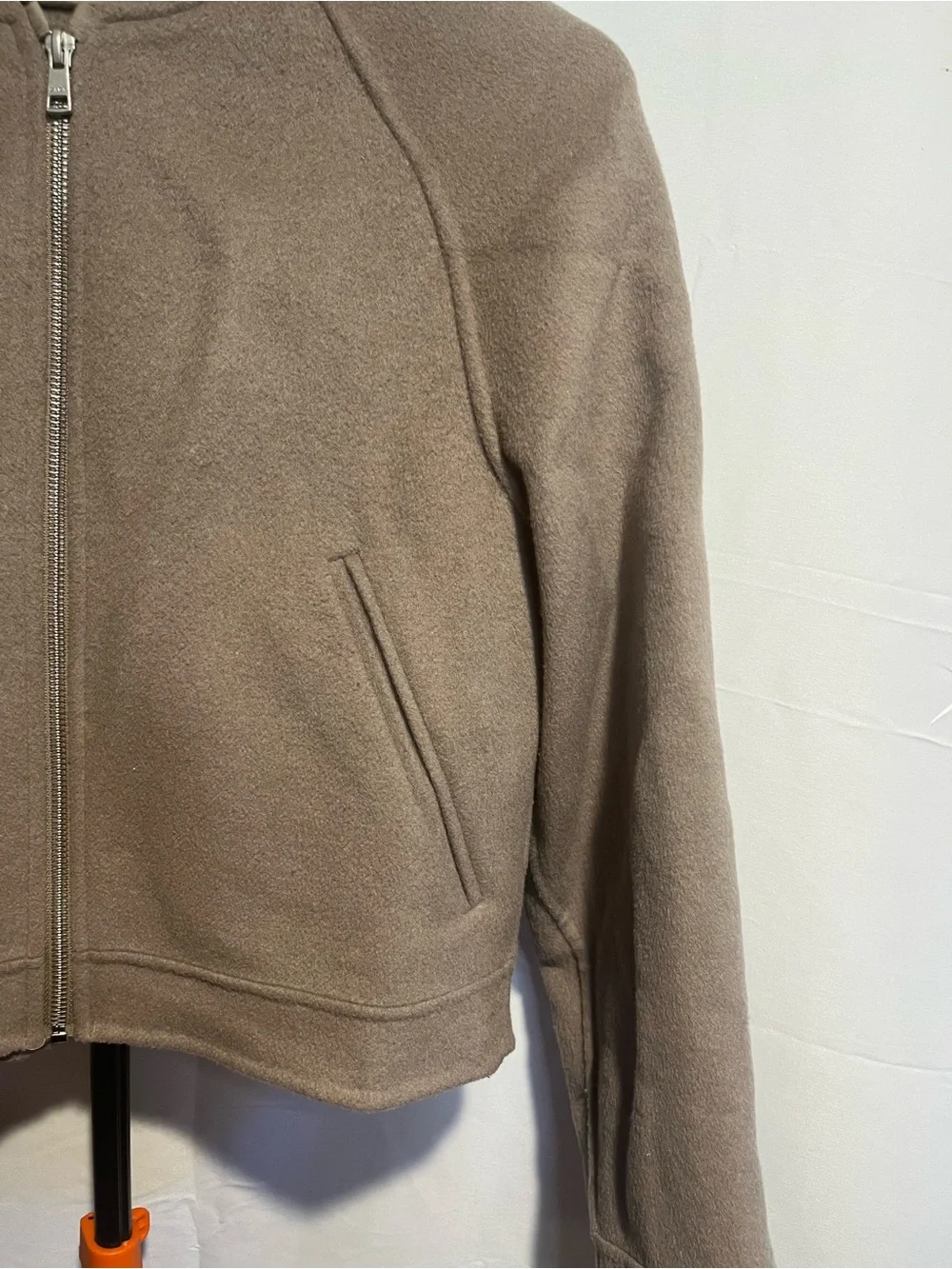 Zara Kids Wool Blend Taupe Cropped Full Zip Up Bomber Jacket SZ 11-12
